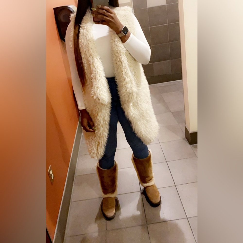 Faux Fur Vest in Cream
